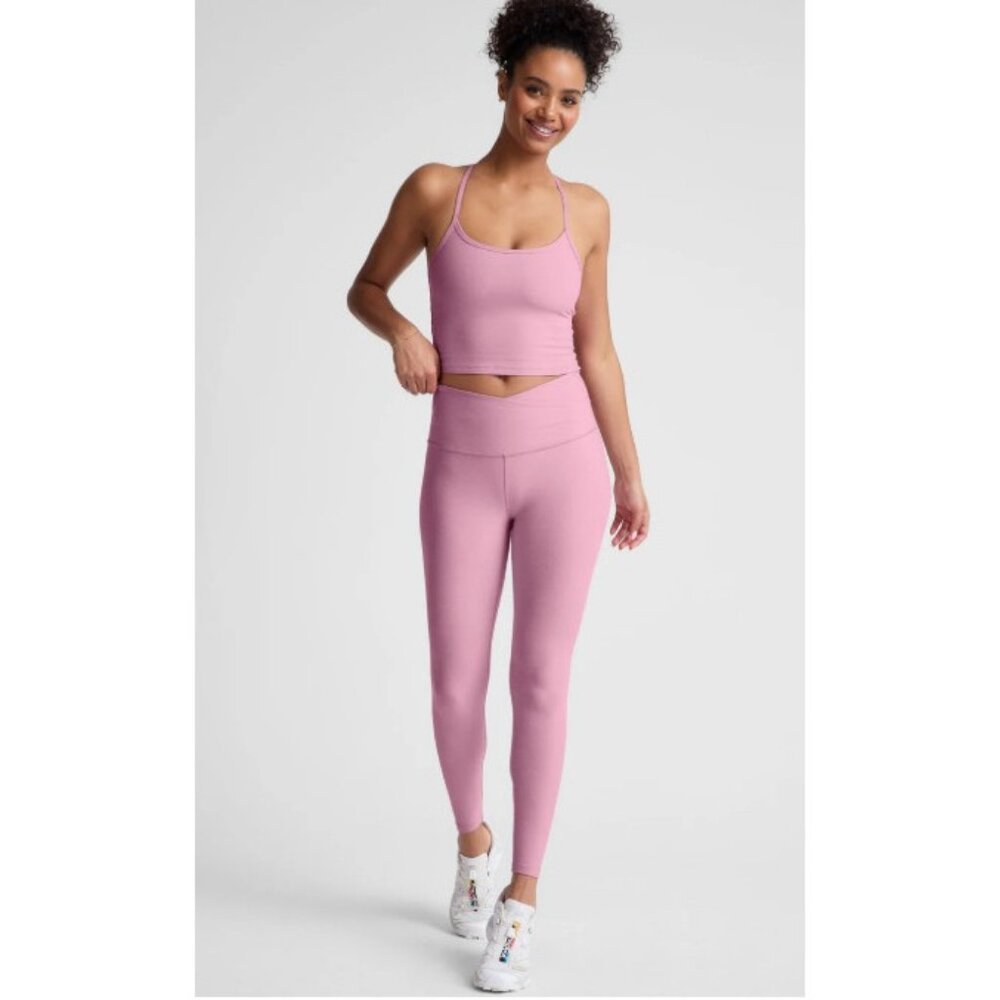 Beyond Yoga Pink Leggings Spacedye At Your Leisure Midi Yoga Pants SZ L NEW